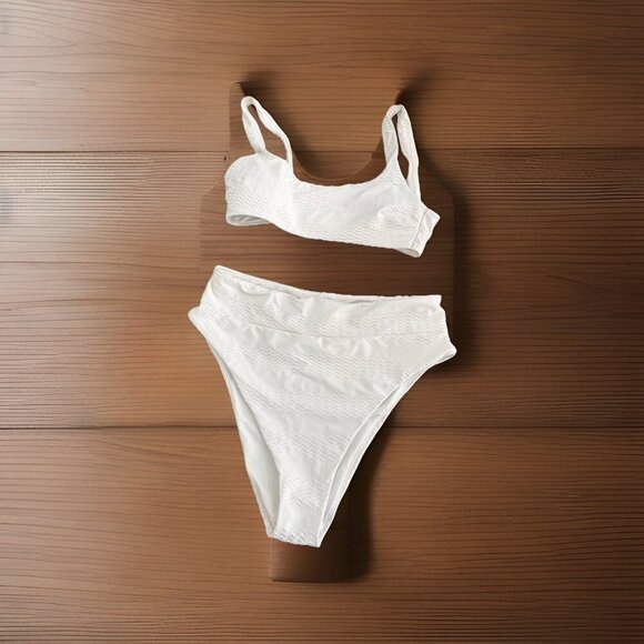 American Eagle Outfitters Other - Aerie American Eagle White Bikini Large Bottoms And Medium Top